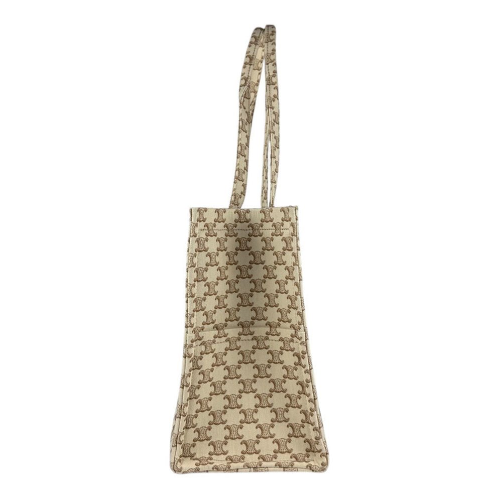 CELINE Tote Bag Shoulder Large Cabatais Canvas Beige Brown Women's z5192 - Picture 2 of 5